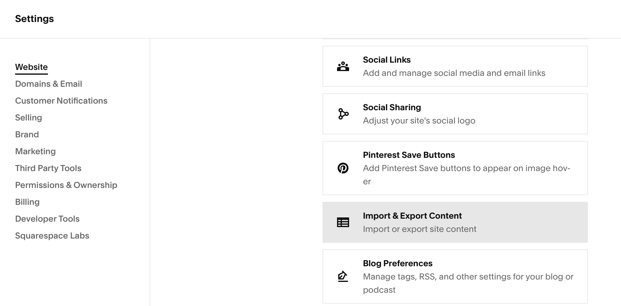  The import/export button 