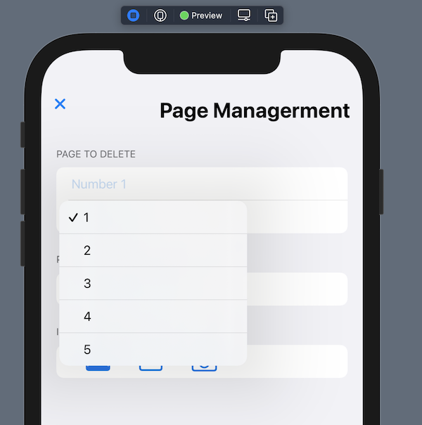Choosing a page to delete